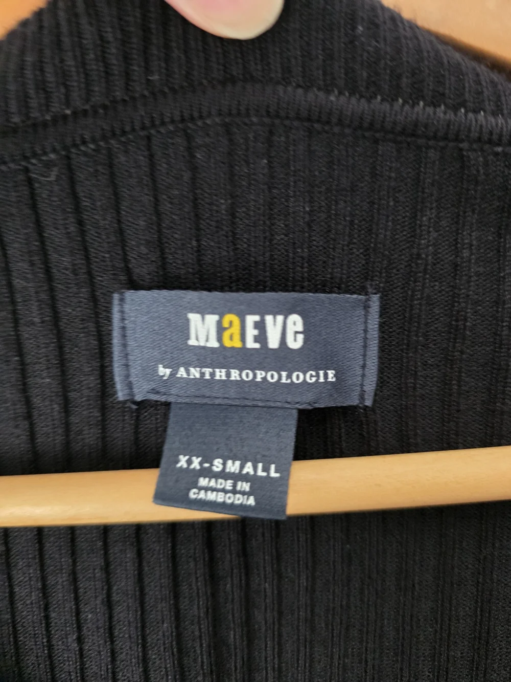 Maeve by Anthropologie Ribbed Knit Cropped Cardigan Black XXS - Picture 4 of 9